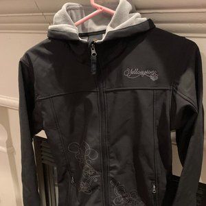 Prairie Mountain Zip Up Women's Black Jacket, lined, hooded, S, "Yellowstone"